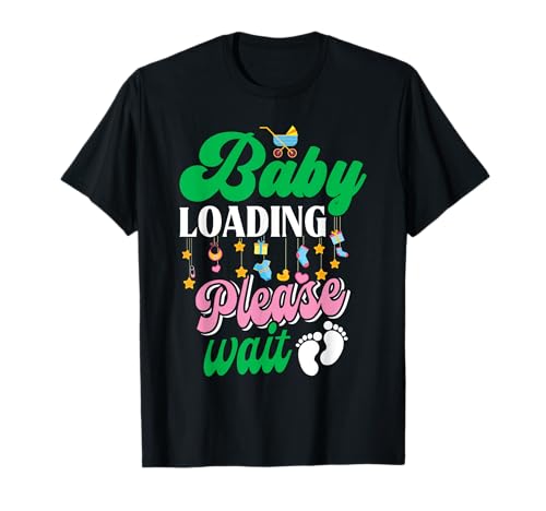 Werdende Mutter Baby Loading Please Wait Zukünftige Mama T-Shirt von Bald Mama Shirt Werdende Mutter Tag Baby Kommt