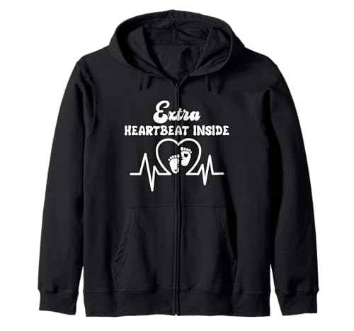 Werdende Mutter EXTRA HEARTBEAT INSIDE Lustig Bald Mama Kapuzenjacke von Bald Mama Shirt Werdende Mutter Tag Baby Kommt