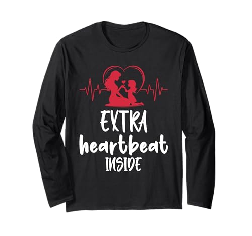Werdende Mutter EXTRA HEARTBEAT INSIDE Lustig Bald Mama Langarmshirt von Bald Mama Shirt Werdende Mutter Tag Baby Kommt