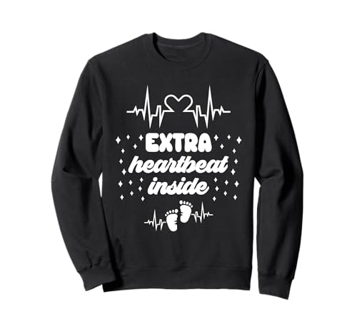 Werdende Mutter EXTRA HEARTBEAT INSIDE Lustig Bald Mama Sweatshirt von Bald Mama Shirt Werdende Mutter Tag Baby Kommt