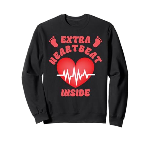 Werdende Mutter EXTRA HEARTBEAT INSIDE Lustig Bald Mama Sweatshirt von Bald Mama Shirt Werdende Mutter Tag Baby Kommt