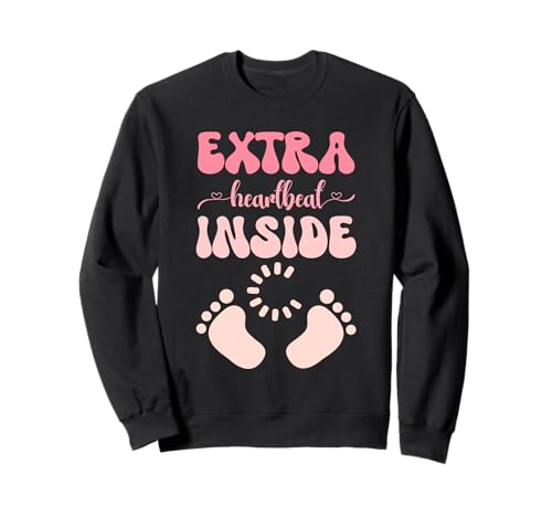 Werdende Mutter EXTRA HEARTBEAT INSIDE Lustig Bald Mama Sweatshirt von Bald Mama Shirt Werdende Mutter Tag Baby Kommt