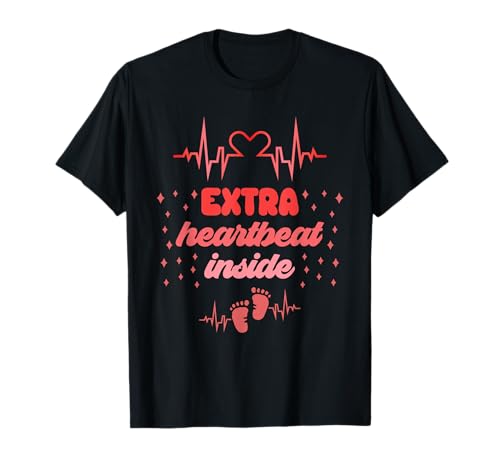 Werdende Mutter EXTRA HEARTBEAT INSIDE Lustig Bald Mama T-Shirt von Bald Mama Shirt Werdende Mutter Tag Baby Kommt