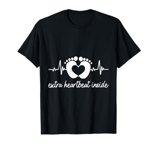 Werdende Mutter EXTRA HEARTBEAT INSIDE Lustig Bald Mama T-Shirt von Bald Mama Shirt Werdende Mutter Tag Baby Kommt