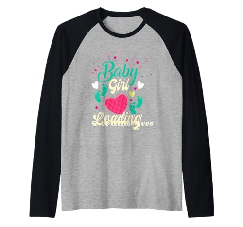 Zukünftige Mutter BABY GIRL LOADING Lustiges Schwangerschaft Raglan von Bald Mama Shirt Werdende Mutter Tag Baby Kommt