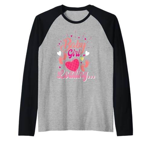 Zukünftige Mutter BABY GIRL LOADING Lustiges Schwangerschaft Raglan von Bald Mama Shirt Werdende Mutter Tag Baby Kommt