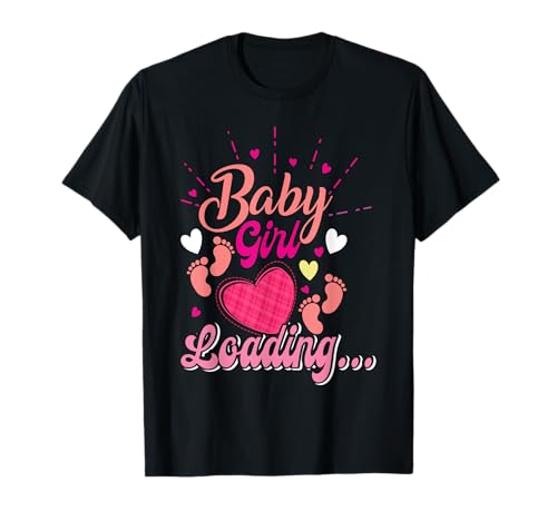 Zukünftige Mutter BABY GIRL LOADING Lustiges Schwangerschaft T-Shirt von Bald Mama Shirt Werdende Mutter Tag Baby Kommt
