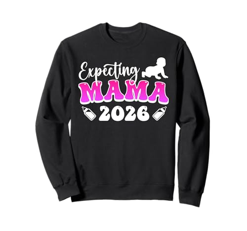 Zukünftige Mutter EXPECTING MOMMY 2026 Lustig MAMA Sweatshirt von Bald Mama Shirt Werdende Mutter Tag Baby Kommt