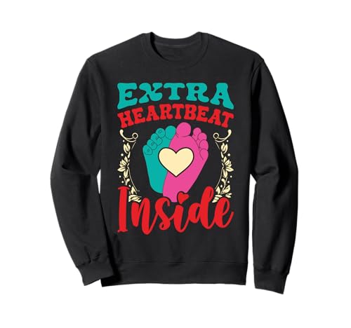 Zukünftige Mutter EXTRA Heart Beat Inside Lustig Bald Mama Sweatshirt von Bald Mama Shirt Werdende Mutter Tag Baby Kommt