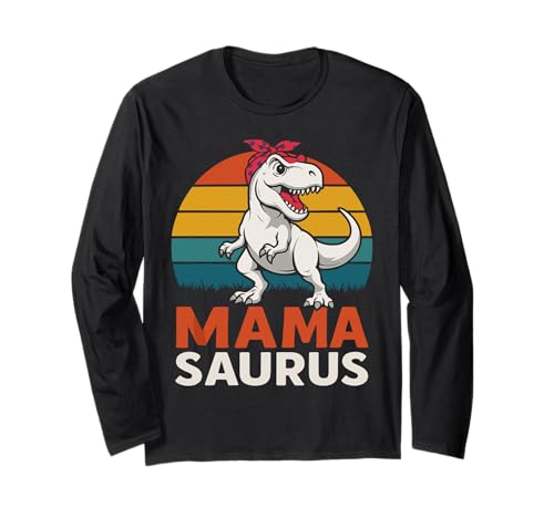 Zukünftige Mutter MAMA SAURUS REX Lustiges Schwangerschaft Langarmshirt von Bald Mama Shirt Werdende Mutter Tag Baby Kommt