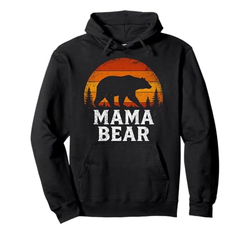 Zukünftige Mutter Mama BÄR Retro Lustiges Schwangerschaft Pullover Hoodie von Bald Mama Shirt Werdende Mutter Tag Baby Kommt