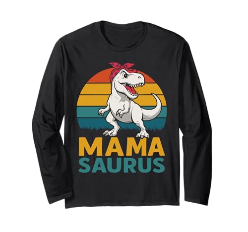 Zukünftige Mutter Mama Saurus REX Lustiges Schwangerschaft Langarmshirt von Bald Mama Shirt Werdende Mutter Tag Baby Kommt