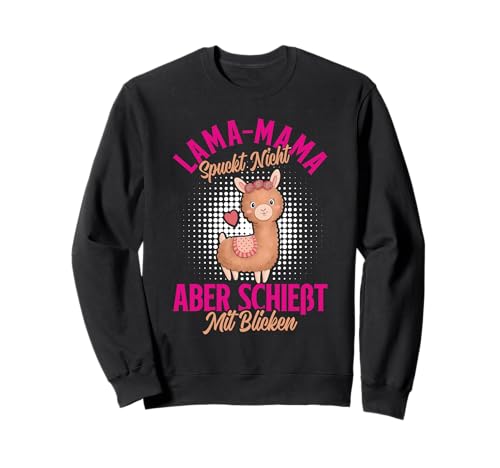 Bald Mama LAMA MAMA SPUCKT NICHT SCHIESST BLICKE Schwangere Sweatshirt Bald Mama LAMA MAMA SPUCKT NICHT SCHIESST BLICKE Schwangere Sweatshirt von Bald Mama Shirt Werdende Mutter Tag Baby Lama
