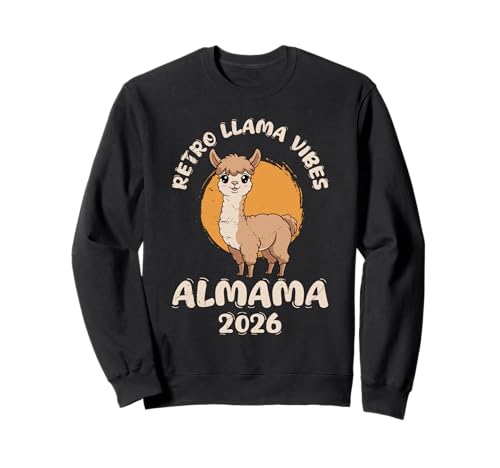 Bald Mama RETRO LLAMA VIBES ALMAMA 2026 Werdende Mutter Sweatshirt Bald Mama RETRO LLAMA VIBES ALMAMA 2026 Werdende Mutter Sweatshirt von Bald Mama Shirt Werdende Mutter Tag Baby Lama