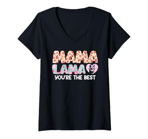 Damen Mama LAMA DU BIST GROSSARTIG Lustiges Werdende Mutter T-Shirt mit V-Ausschnitt von Bald Mama Shirt Werdende Mutter Tag Baby Lama