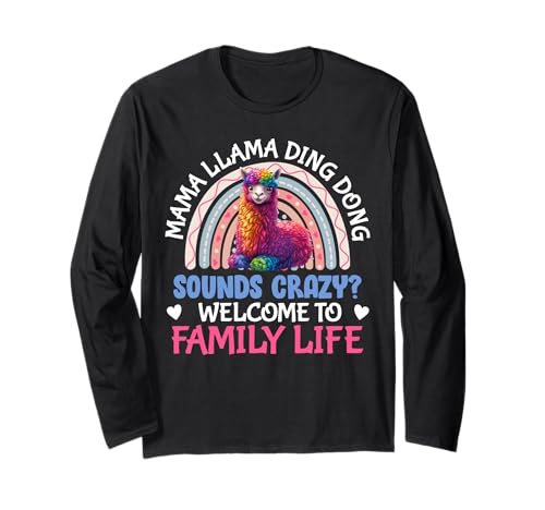 Mama LAMA Ding Dong KLINGT VERRÜCKT Lustig Werdende Mama Langarmshirt von Bald Mama Shirt Werdende Mutter Tag Baby Lama