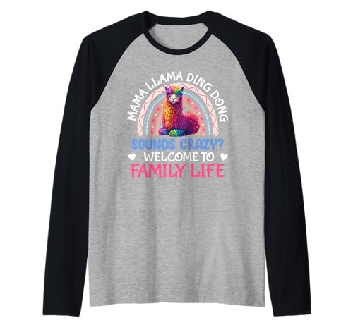 Mama LAMA Ding Dong KLINGT VERRÜCKT Lustig Werdende Mama Raglan von Bald Mama Shirt Werdende Mutter Tag Baby Lama