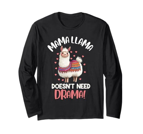 Werdende Mutter MAMA LAMA BRAUCHT KEIN DRAMA Bald Mama Langarmshirt von Bald Mama Shirt Werdende Mutter Tag Baby Lama