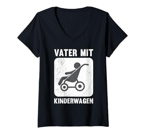 Damen Werdender Vater MIT KINDERWAGEN Lustiges Bald Papa T-Shirt mit V-Ausschnitt von Bald Papa Shirt Werdender Vater sein Vaterschaft