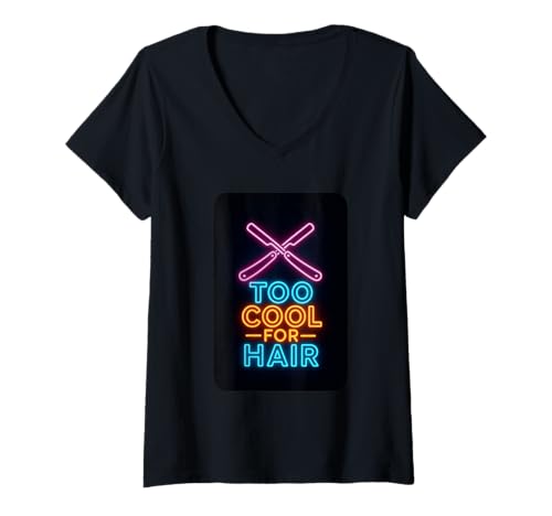 Damen Zu cool für lustige Glatze T-Shirt mit V-Ausschnitt von Bald People Are Cool