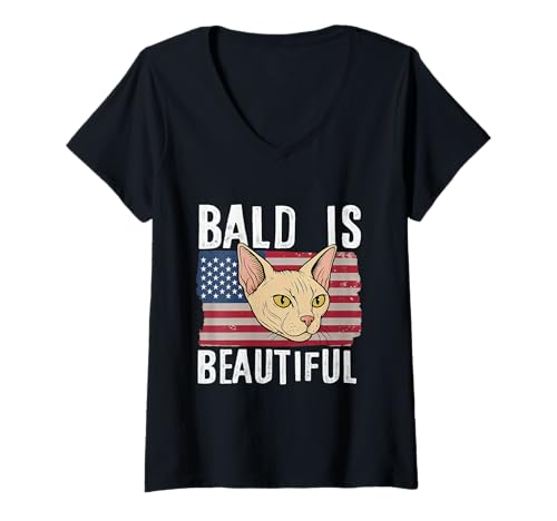 Damen Bald ist wunderschön am 4. Juli Unabhängigkeitstag kahle T-Shirt mit V-Ausschnitt Damen Bald ist wunderschön am 4. Juli Unabhängigkeitstag kahle T-Shirt mit V-Ausschnitt von Bald ist wunderschön am 4. Juli Katze - Sphynx