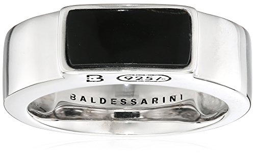 Baldessarini Herren-Ring 925 Silber rhodiniert schwarz lackiert Tigerauge blau 62 (19.7) - Y2122R/90/AG/62 von Baldessarini