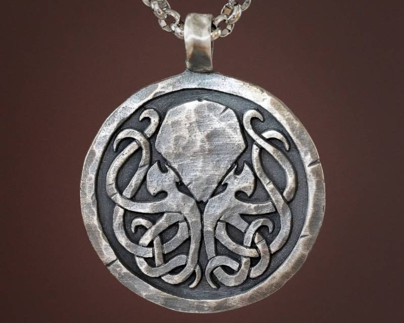 925 Sterling Silber Cthulhu Halsketten-Anhänger Amulett Mit Kette von BaldurJewelryShop