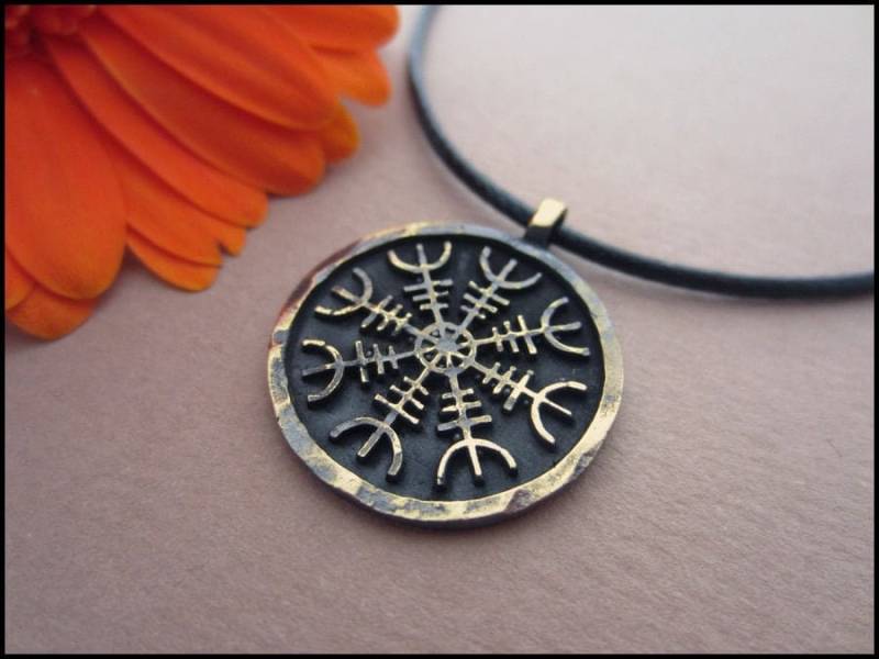 Wikinger Aegishjalmur Helm Der Ehrfurcht Schutz Anhänger Amulett Halskette Talisman Mit Verstellbarer Schnur von BaldurJewelryShop