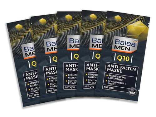 Balea MEN Anti Falten Gesichtsmaske Q10 5er Pack (10x8 ml), 80 ml von Balea