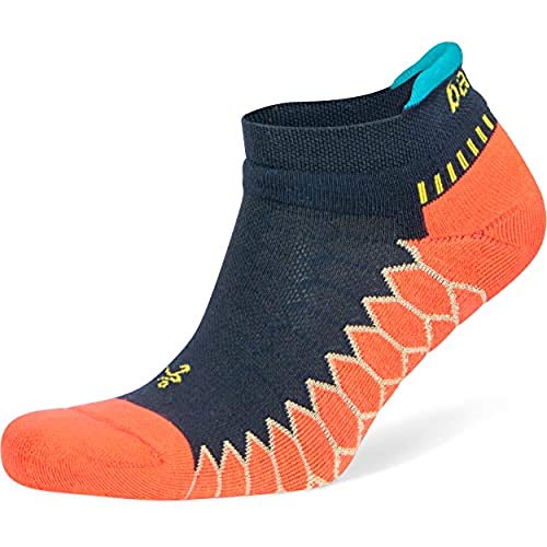 Balega Damen Silberfarbene No-Show-Laufsocken mit Kompressionspassform Herren Socken, Neon Coral/Tinte, Medium von Balega