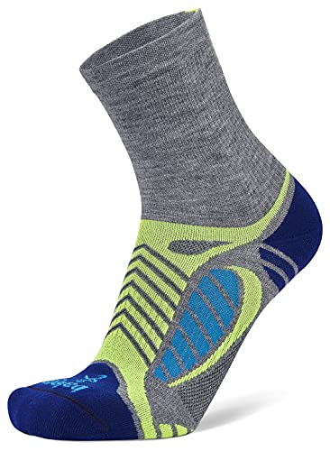 Balega Damen Ultraleichte Leichte Crew (1 Paar), Grau Heather/Königsblau, Größe L Performance Athletic Laufsocken Herren, Large von Balega