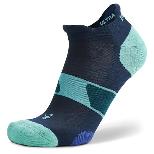 Balega Ultraglide Cushioned Performance No Show Athletic Running Socks for Men and Women (1 Pair) - Ergonomic Fit, Moisture-Wicking, Breathable, Seamless Toe, White/Grey, Large (UK Size 9-11) von Balega