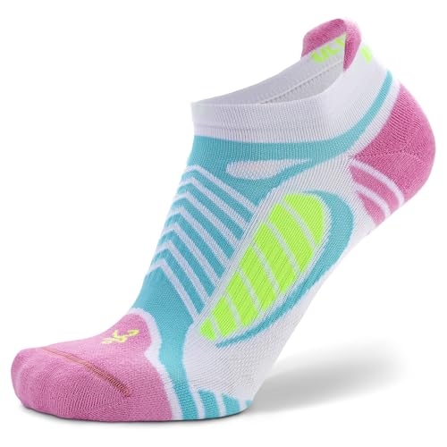 Balega Ultraglide Cushioned Performance No Show Athletic Running Socks for Men and Women (1 Pair) - Ergonomic Fit, Moisture-Wicking, Breathable, Seamless Toe, White/Grey, Medium (UK Size 7-9) von Balega
