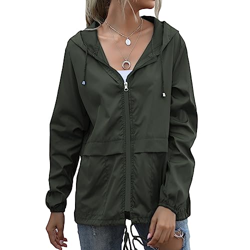 Regenjacke Damen Wasserdicht Leicht Regenjacke Faltbar Windbreaker Packbare Regenmantel mit Kapuze ​Windjacke Wandern Regenjacken mit Taschen von Balems