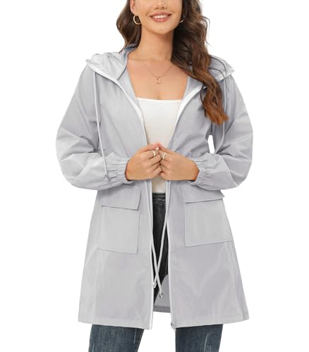 Regenjacke Damen Wasserdicht Leicht Regenjacke Faltbar Windbreaker Packbare Regenmantel mit Kapuze Windjacke Wandern Regenjacken mit Taschen Regenjacke Damen Wasserdicht Leicht Regenjacke Faltbar Windbreaker Packbare Regenmantel mit Kapuze Windjacke Wandern Regenjacken mit Taschen von Balems