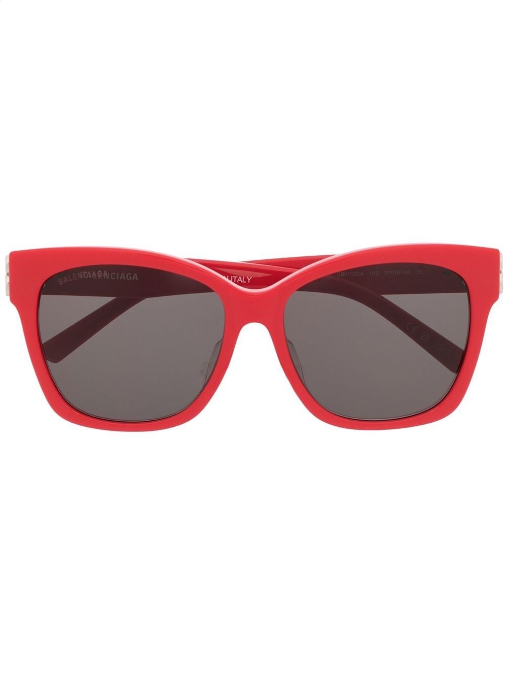 Balenciaga Eyewear Eckige Sonnenbrille mit Logo-Schild - Rot von Balenciaga Eyewear