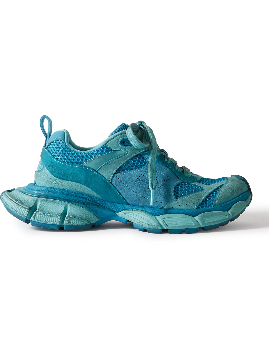 Balenciaga - 3XL Distressed Faux Suede and Mesh Sneakers - Men - Blue - EU 43 von Balenciaga