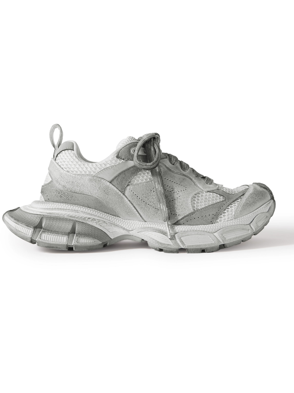 Balenciaga - 3XL Distressed Faux Suede and Mesh Sneakers - Men - Gray - EU 42 von Balenciaga