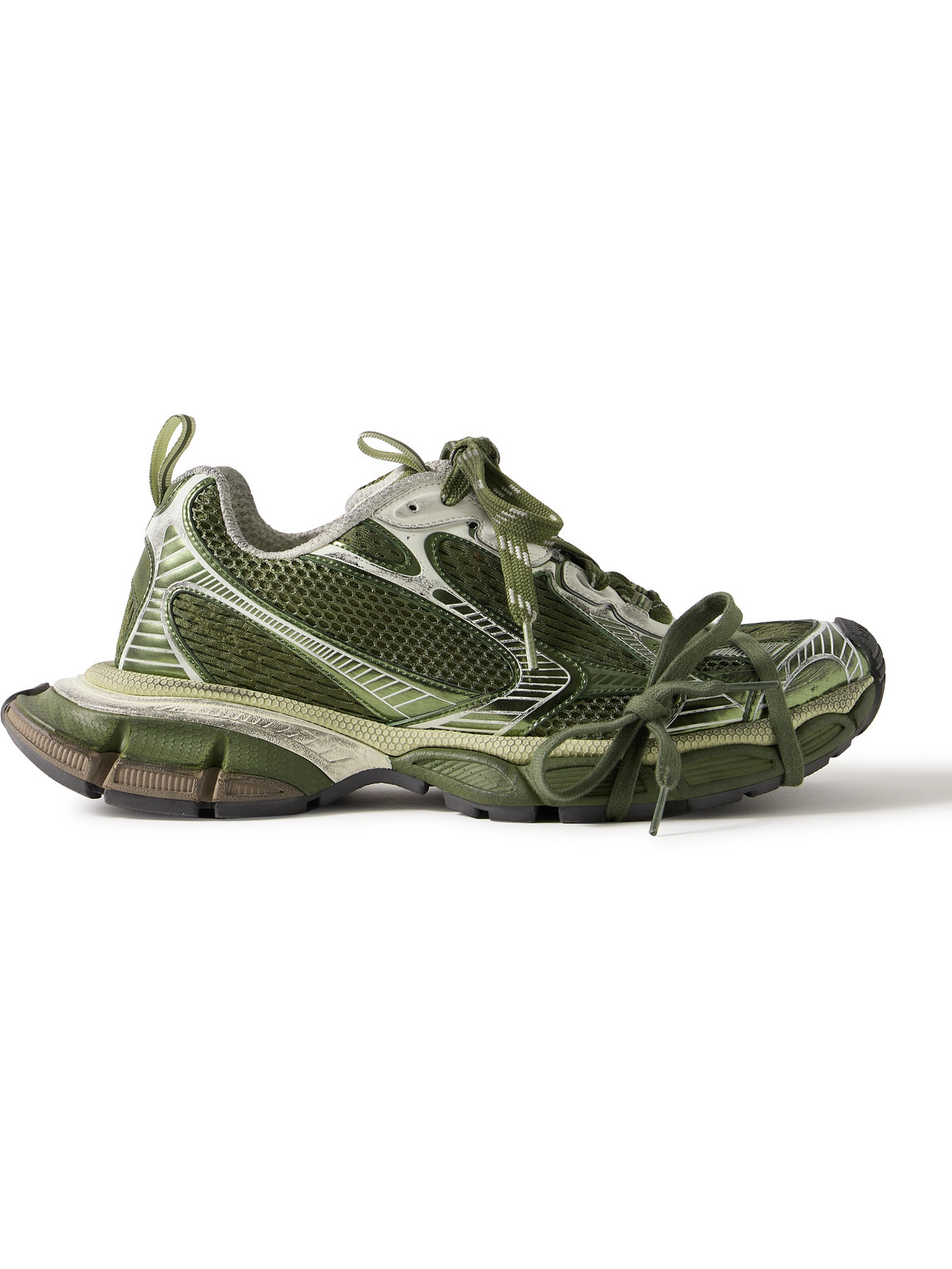Balenciaga - 3XL Distressed Mesh and Rubber Sneakers - Men - Green - EU 41 von Balenciaga