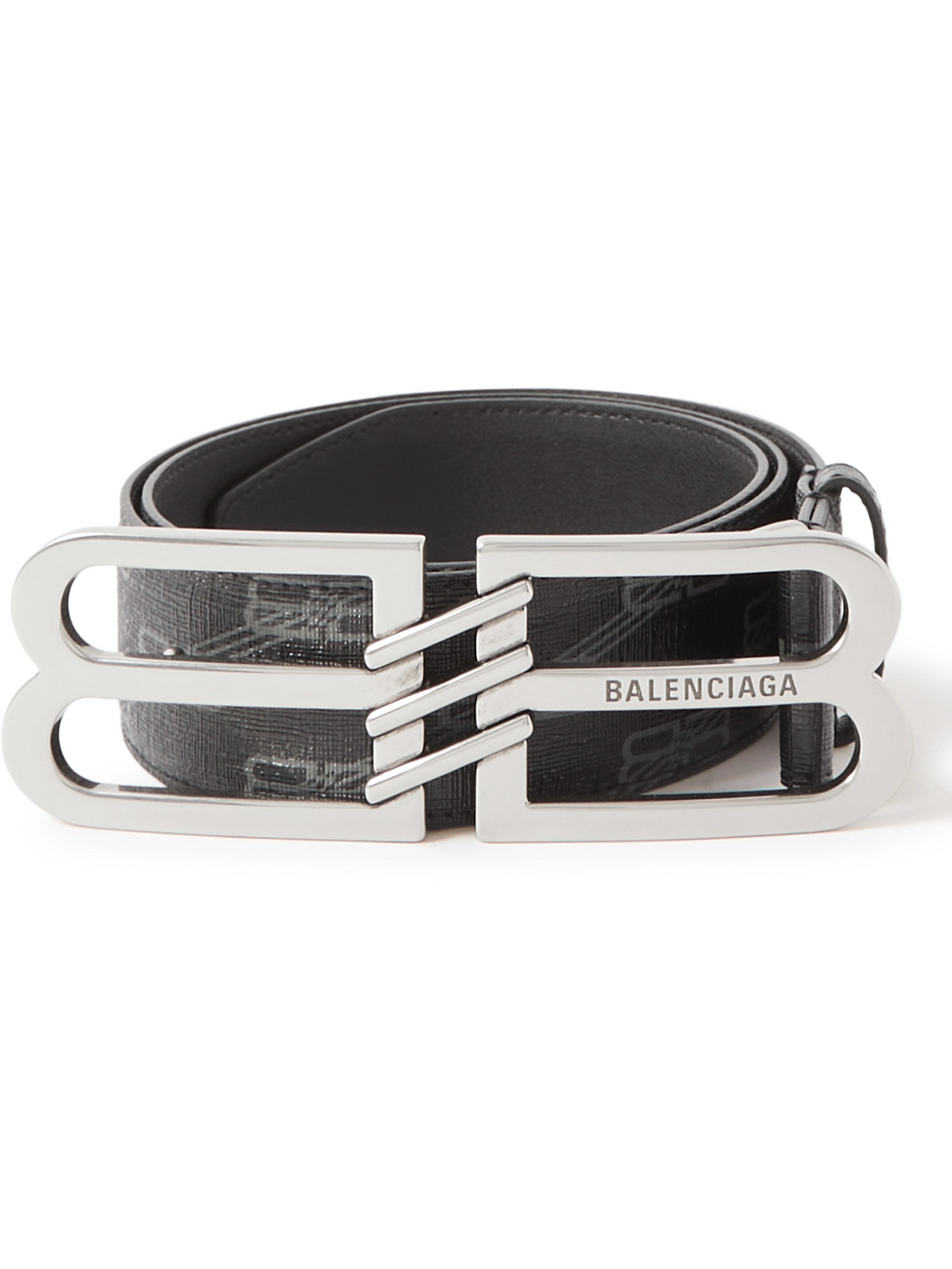 Balenciaga - 4cm Logo-Embellished Monogrammed Coated-Canvas Belt - Men - Black - EU 90 von Balenciaga