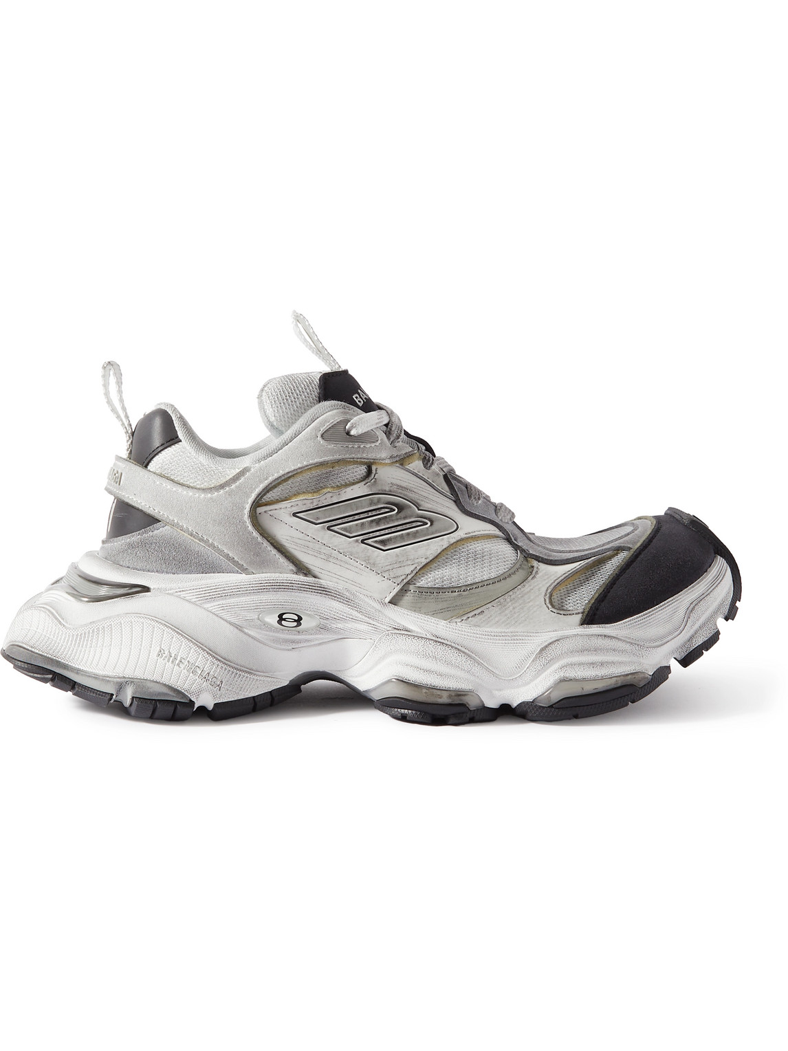 Balenciaga - Cargo Distressed Mesh-Trimmed Suede and Leather Sneakers - Men - Gray - EU 44 von Balenciaga