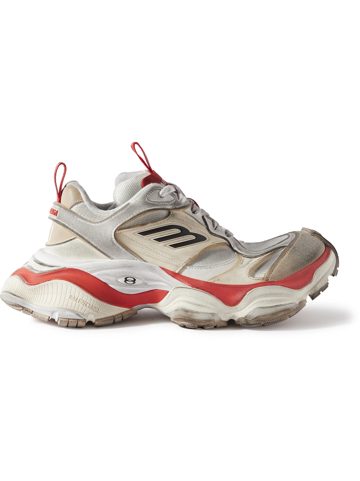 Balenciaga - Cargo Distressed Mesh-Trimmed Suede and Leather Sneakers - Men - Neutrals - EU 44 von Balenciaga