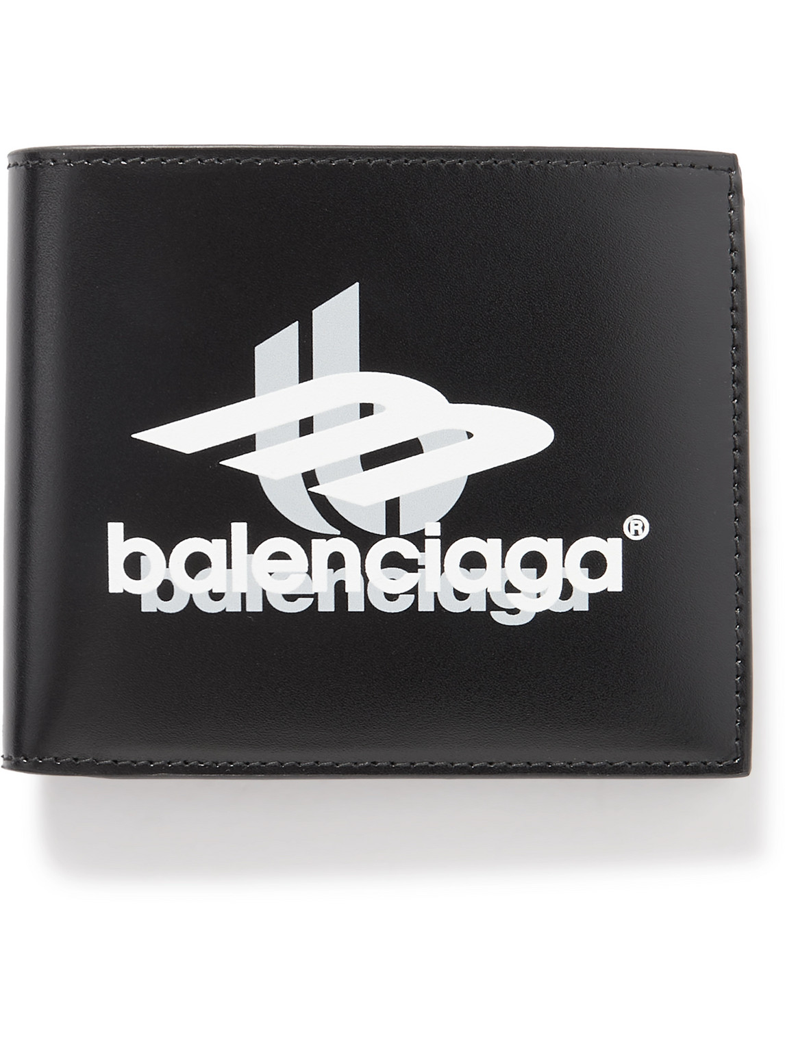 Balenciaga - Cash Square Logo-Print Leather Bifold Wallet - Men - Black von Balenciaga