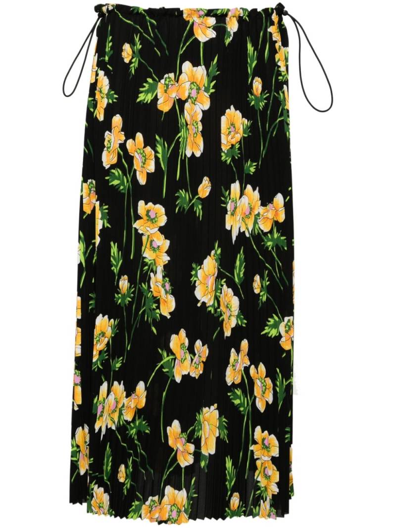 Balenciaga Faltenrock mit Blumen-Print - Schwarz von Balenciaga