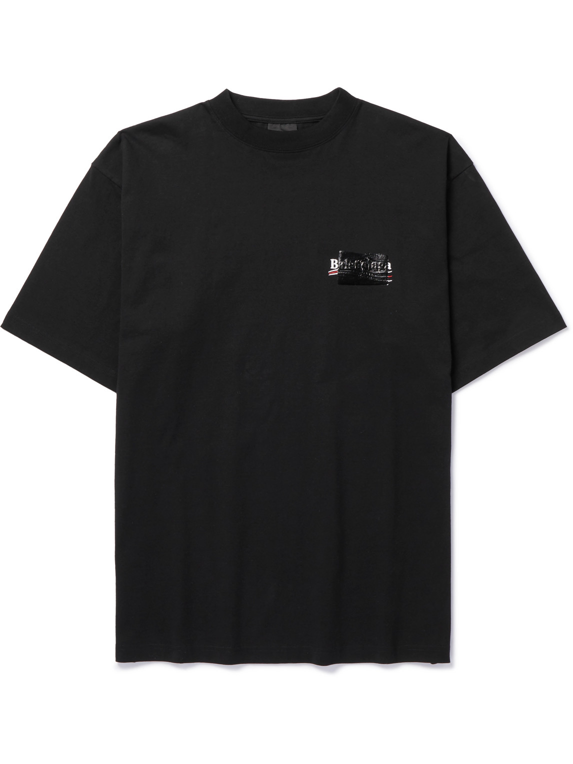 Balenciaga - Gaffer Oversized Logo-Embroidered Appliquéd Cotton-Jersey T-Shirt - Men - Black - L von Balenciaga