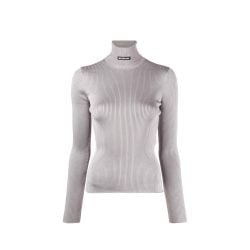 Balenciaga Grauer Gerippter Rollkragenpullover - Damenmode von Balenciaga