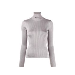 Balenciaga Grauer Gerippter Rollkragenpullover - Damenmode von Balenciaga