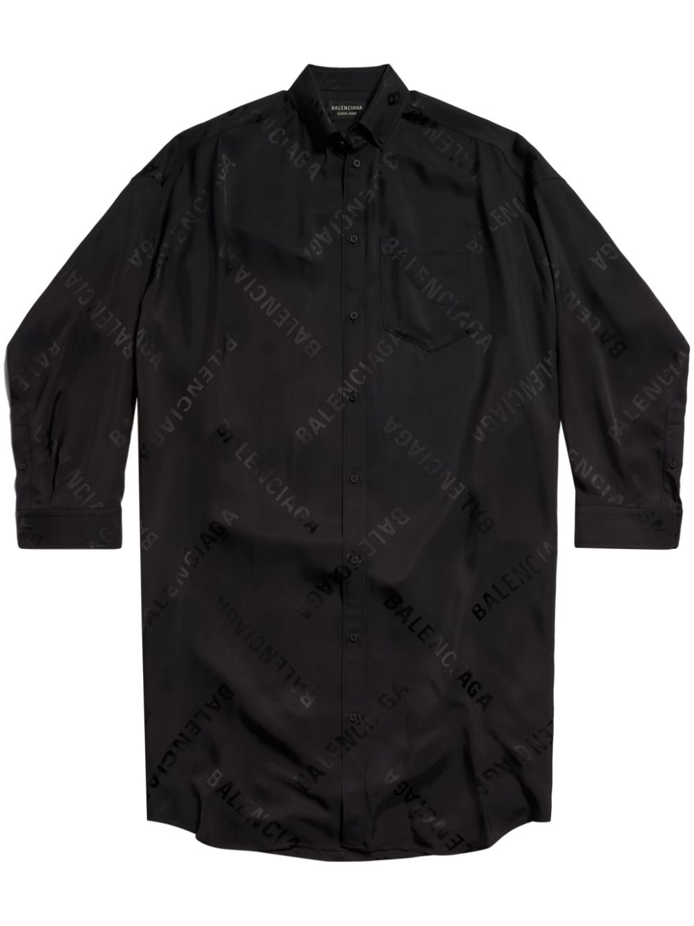 Balenciaga Hemdkleid mit diagonalem Logo-Print - Schwarz von Balenciaga