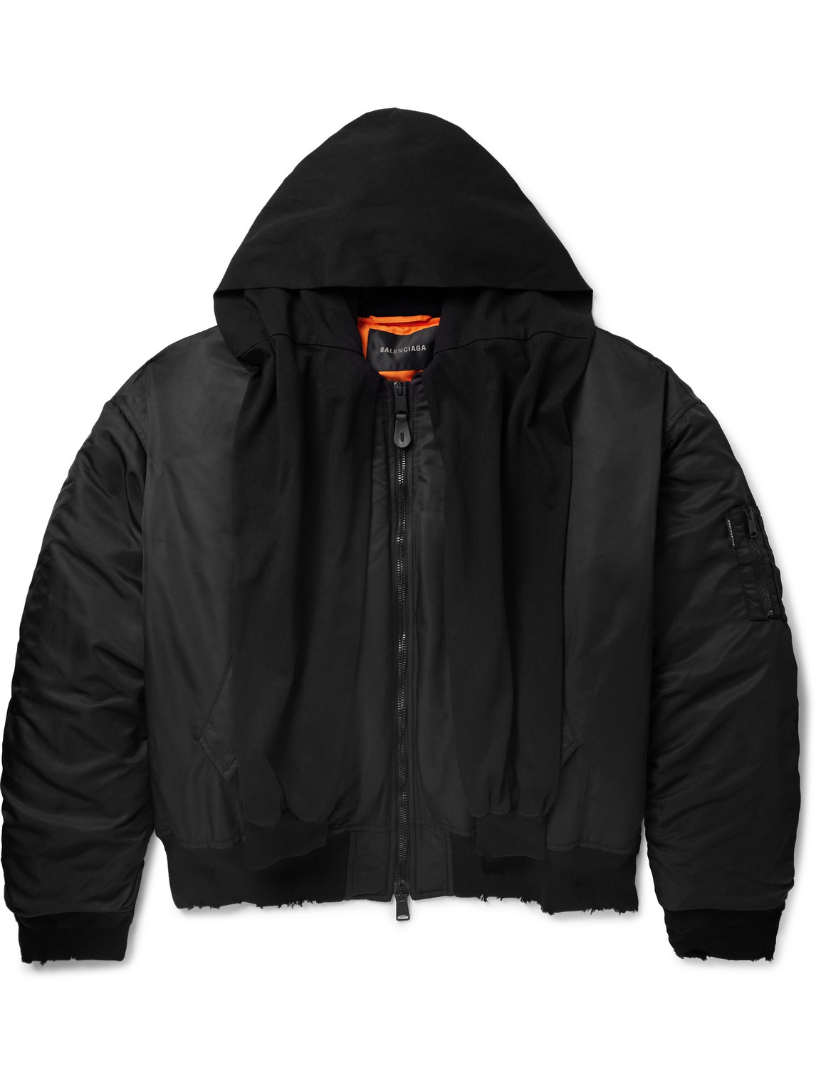 Balenciaga - Incognito Oversized Cotton-Jersey Trimmed Padded Shell Hooded Bomber Jacket - Men - Black - S von Balenciaga