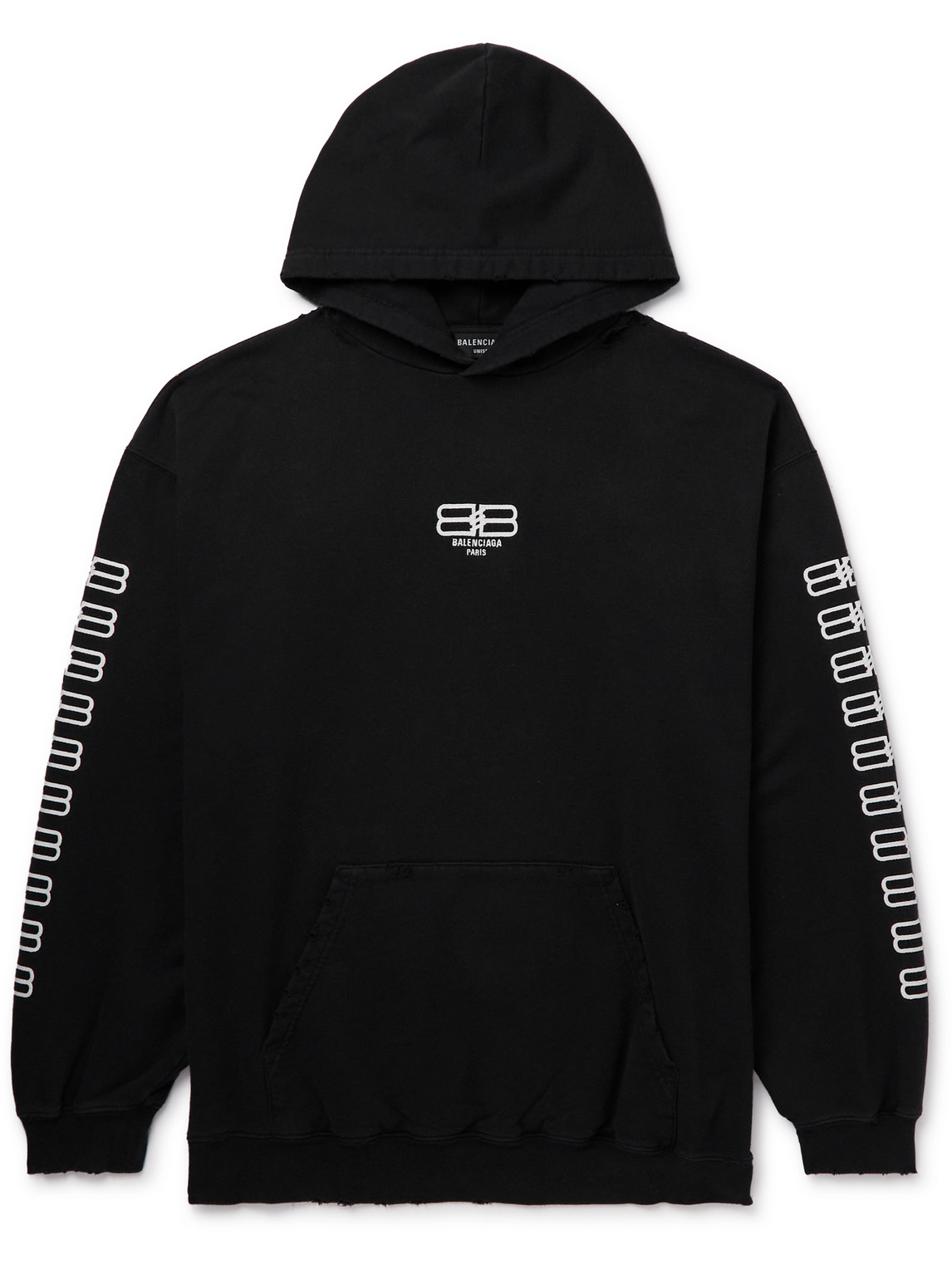 Balenciaga - Logo-Embroidered Cotton-Jersey Hoodie - Men - Black - S Balenciaga - Logo-Embroidered Cotton-Jersey Hoodie - Men - Black - S von Balenciaga